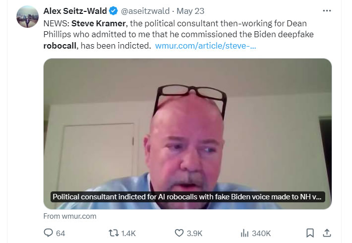 Political Consultant Indicted for AI-Generated Biden Robocalls in Election Scandal