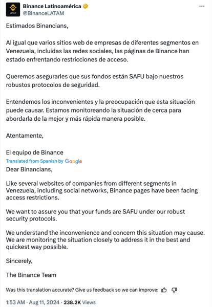 Venezuela Blocks Binance And X Amidst Election Dispute And Unrest